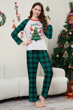 Verde Buon Natale Plaid Stampa Famiglia Pigiama Coordinato Set