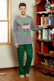 Grigio Verde Plaid Stampa Natale Famiglia Coordinato pajama Set
