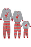 Grigio Strisce Rosse Elk Stampa Natale Famiglia Abbinata Pigiama Set