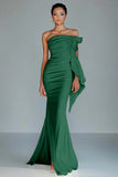 Bianco senza spalline sirena arruffato abito formale