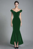 Off the Shoulder Mermaid Black Velvet Abito Lungo Formale