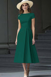 Daffodil A Line Boat Neck Vintage Abito da lavoro lungo in raso