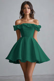 Off The Shoulder A Line Mini Abito Da Laurea Bianco