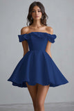 Off The Shoulder A Line Mini Abito Da Laurea Bianco