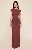 Plum Mermaid increspato monospalla abito lungo formale