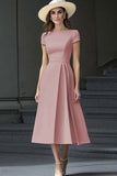 Daffodil A Line Boat Neck Vintage Abito da lavoro lungo in raso