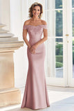Champagne Off la spalla guaina madre del vestito da sposa con applique