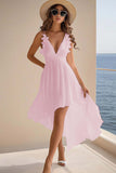 A Line V Neck arruffato chiffon Abito da laurea
