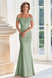Champagne Off la spalla guaina madre del vestito da sposa con applique