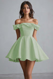Off The Shoulder A Line Mini Abito Da Laurea Bianco