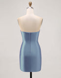 Fucsia senza spalline in rilievo Bodycon Abito da Cocktail con fessura