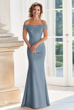 Champagne Off la spalla guaina madre del vestito da sposa con applique