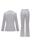 Grigio Rosa Risvolto A Punta Raso Slim Fit Abiti Da Donna