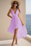 A Line V Neck arruffato chiffon Abito da laurea