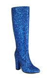Stivali da cowgirl con tacco alto blu scintillante