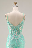 Corsetto Sirena viola scintillante paillettes abito lungo da Cerimonia con appliques di pizzo