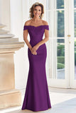 Champagne Off la spalla guaina madre del vestito da sposa con applique