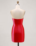 Fucsia senza spalline in rilievo Bodycon Abito da Cocktail con fessura