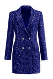 Blazer lungo da donna con tacche fucsia scintillanti