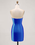 Fucsia senza spalline in rilievo Bodycon Abito da Cocktail con fessura