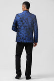 Royal Blue 2 pezzi risvolto a lancia jacquard abiti da ballo da uomo