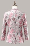 Scialle rosa risvolto jacquard un pulsante uomo Prom Blazer