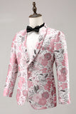 Scialle rosa risvolto jacquard un pulsante uomo Prom Blazer