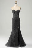 Elegante sirena Sweetheart abito da ballo corsetto azzurro con appliques