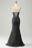 Elegante sirena Sweetheart abito da ballo corsetto azzurro con appliques