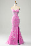 Elegante sirena Sweetheart abito da ballo corsetto azzurro con appliques