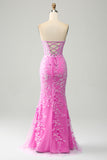 Elegante sirena Sweetheart abito da ballo corsetto azzurro con appliques
