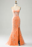Elegante sirena Sweetheart abito da ballo corsetto azzurro con appliques