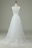 Avorio Scollo a V Pizzo Abito Da Sposa Con Spacco