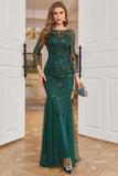 Dark Green Long Sleeves Beading Madre del vestito della sposa