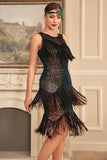 Sparkly Ombre frangia a più livelli 1920s Dress con accessori Set