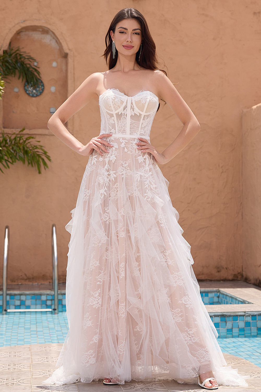 TSxuelian Abito da sposa da sposa con scollo a cuore in raso con applique in pizzo una spalla a una linea abiti da sposa, avorio, 34 TSxuelian Abito da sposa da sposa con scollo a cuore in raso con applique in pizzo una spalla a una linea abiti da sposa, avorio, 34