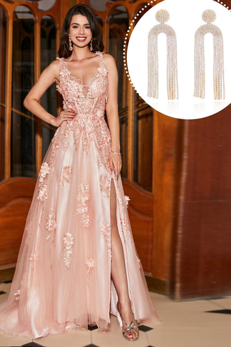 Blush Appliques A Line Spaghetti Straps Prom Dress con accessorio