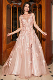 Blush Appliques A Line Spaghetti Straps Prom Dress con accessorio