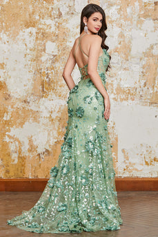 Sirena Spaghetti Straps Appliques Corsetto Prom Dress con accessorio