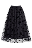 Gonna Midi in Tulle in rete floreale 3D da donna – Gonna lunga a A-Line a vita alta
