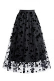 Gonna Midi in Tulle in rete floreale 3D da donna – Gonna lunga a A-Line a vita alta