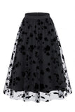 Gonna Midi in Tulle in rete floreale 3D da donna – Gonna lunga a A-Line a vita alta