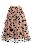 Gonna Midi in Tulle in rete floreale 3D da donna – Gonna lunga a A-Line a vita alta