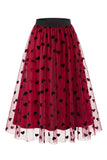 Gonna Midi in Tulle in rete floreale 3D da donna – Gonna lunga a A-Line a vita alta