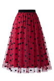 Gonna Midi in Tulle in rete floreale 3D da donna – Gonna lunga a A-Line a vita alta