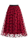 Gonna Midi in Tulle in rete floreale 3D da donna – Gonna lunga a A-Line a vita alta