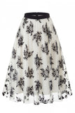 Gonna Midi in Tulle in rete floreale 3D da donna – Gonna lunga a A-Line a vita alta