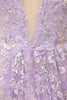 Carica l&#39;immagine nel visualizzatore di Gallery, Spaghetti viola Spalline Prom Dress Con Appliques