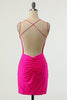 Carica l&#39;immagine nel visualizzatore di Gallery, Spaghetti Fucsia Spalline Cocktail Dress
