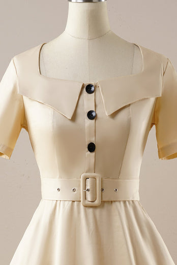 Abito Vintage Albicocca Square Collo 1950s